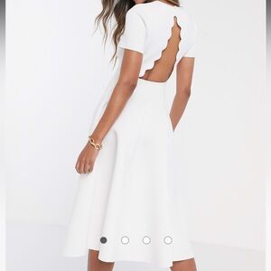 NWT ASOS DESIGN Scallop T-Shirt White Midi Skater Dress – Size 10